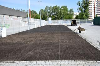 Budowa trybuny na stadionie Polonii na finiszu 