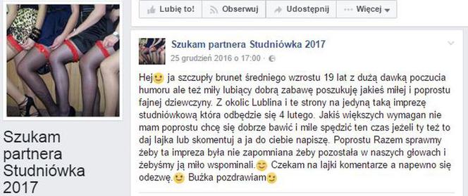 Partner na studniówkę Lublin 2017