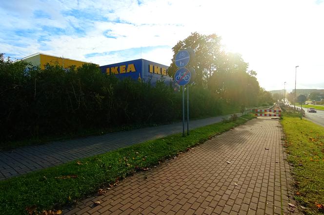 Rozkopany dojazd do sklepu IKEA w Szczecinie