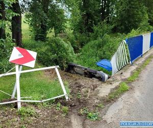 20-latek stracił panowanie nad samochodem. Staranował barierki i wpadł do rzeki 