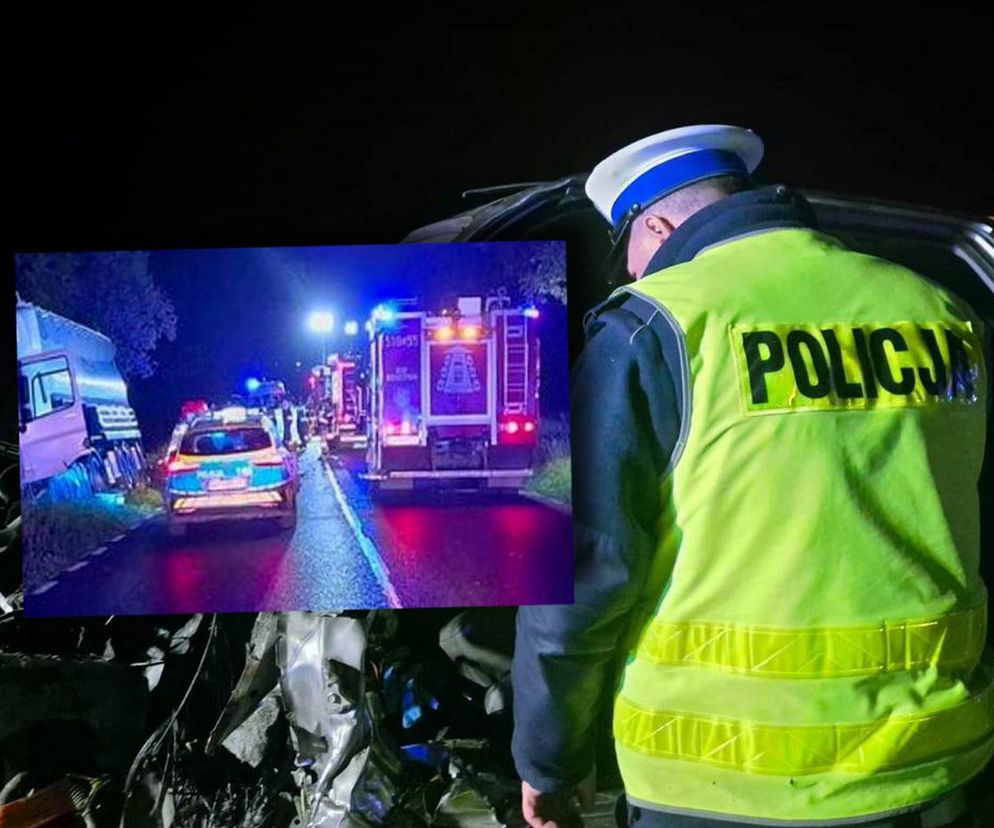 Czołowe zderzenie osobówki z ciężarówką. Kierowca toyoty nie miał szans