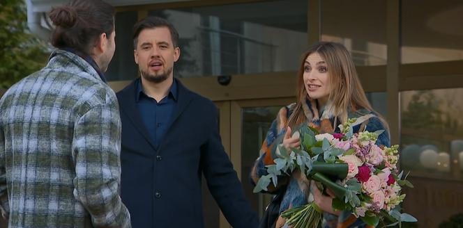 Barwy szczęścia odc. 2687. Klara (Olga Jankowska), Bartosz (Artur Bocheński), Adamski (Jarosław Paczyński)