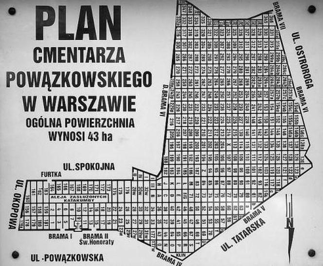Cmentarz Powązkowski, plan