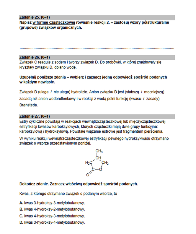 Matura rozszerzona 2022 chemia - arkusz PDF