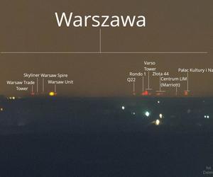Warszawa widziana z Łysej Góry w Świętokrzyskiem. Na zdjęciu Pałac Kultury i Nauki, Mariott oraz inne wieżowce!