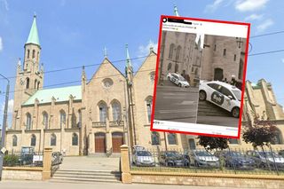 Kierowca Bolta zawisł na schodach przed kościołem