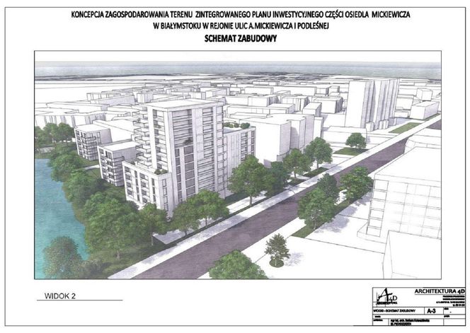 Planowany 38-metrowy blok na osiedlu Mickiewicza w Białymstoku