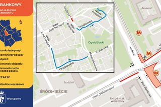 Plac Bankowy - organizacja ruchu podczas remontu etap IV
