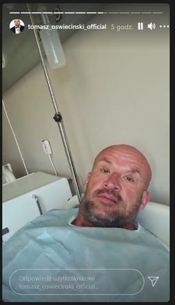 Tomasz Oświeciński (Andrzejek z M jak miłość) na Instagramie w szpitalu po wypadku przed operacją