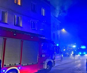 Pożar budynku w centrum Tarnowskich Gór