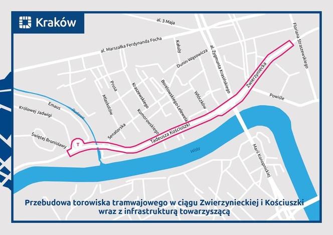 Remont ulic Zwierzynieckiej i Kościuszki nałoży się z pracami na moście Dębnickim