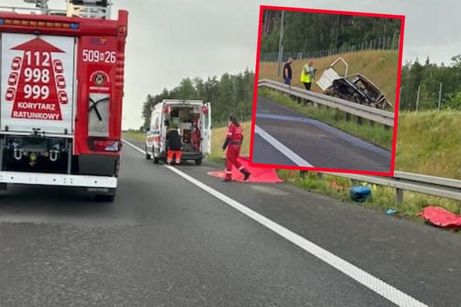 Śmiertelny wypadek na S7! Dwóch mężczyzn nie żyje. Bus huknął w bariery i wpadł do rowu [ZDJĘCIA]