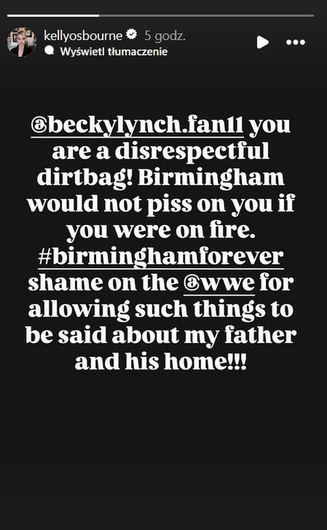 Screen z Instagram Stories Kelly Osbourne