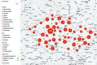 Fragment strony WWW Czeskiej Izby Architektów z wyszukiwarką konkursów architektonicznych w Czechach ogłoszonych od 1991 roku