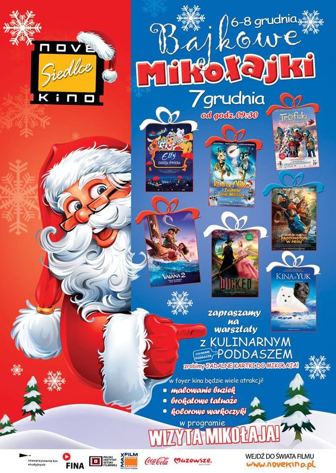 W weekend 6-8 grudnia na „Bajkowe Mikołajki” zaprasza Novekino Siedlce! 