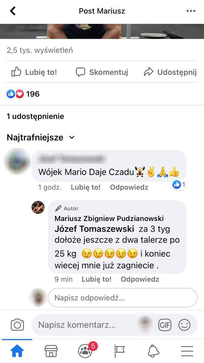 Odpowiedź Mariusza Pudzianowskiego