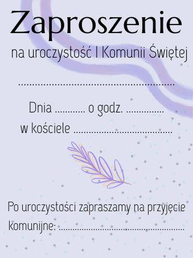 Zaproszenie na komunię 