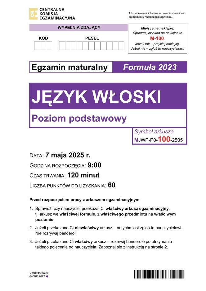 Matura 2025 włoski: ODPOWIEDZI do wszystkich zadań, gotowe rozwiązania matury z włoskiego - Formuła 2023 [7.05.2025]	