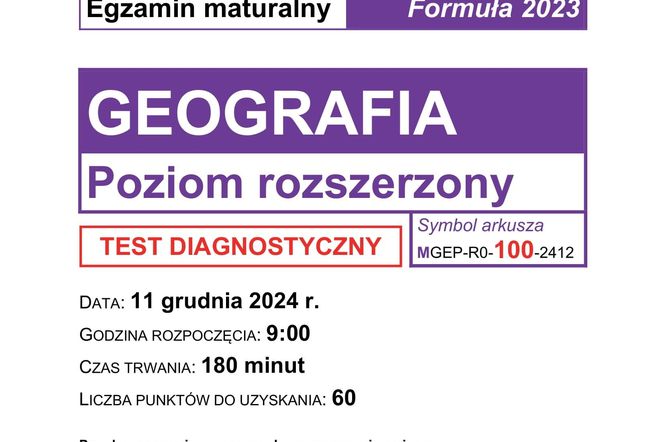 Matura próbna 2025: geografia. Arkusze CKE i odpowiedzi. Poziom rozszerzony [Formuła 2023]