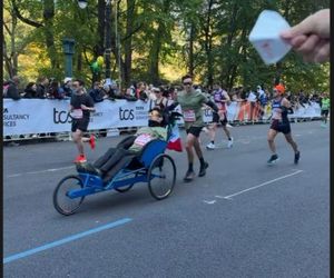 Katarzyna cichopek dopinguje męża na Maratonie Nowojorskim