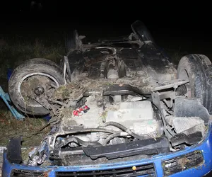 Dwóch młodych mężczyzn nie żyje. Auto dachowało. Tragiczny wypadek w Zagórzanach
