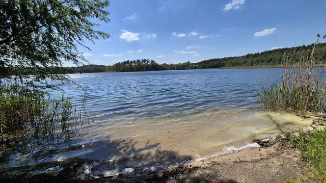 To jezioro w Olsztynie ma niezwykle czystą wodę. Jest kilka dzikich plaż, które świecą pustkami