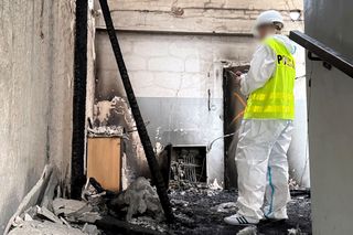 Blok w Ząbkach po pożarze