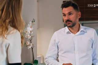 Barwy szczęścia, odcinek 1959. Zosia (Joanna Moro), Piotr Walawski (Piotr Jankowski)