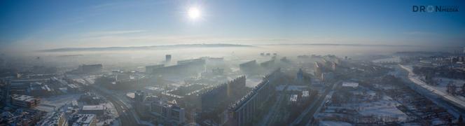 Smog nad Rzeszowem widziany z drona