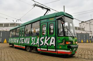 Tramwaj MPK pomalowany w barwy Śląska Wrocław