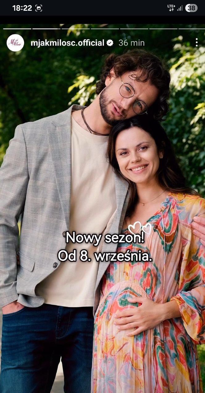 M jak miłość nowy sezon po wakacjach.  Kasia (Paulina Lasota), Mariusz (Mateusz Mosiewicz)