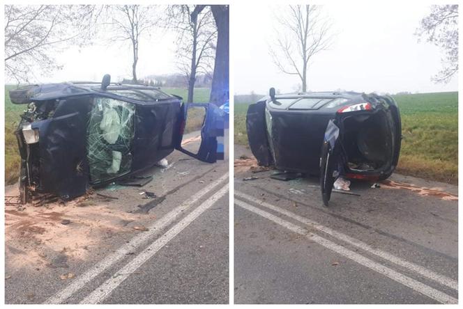 Skierki. Wjechał autem do rowu. Siła uderzenia wyrzuciła je z powrotem na jezdnię [ZDJĘCIA]