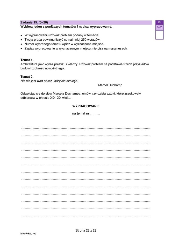 Matura 2025 historia sztuki - arkusz CKE 14.05.2025 - Formuła 2023