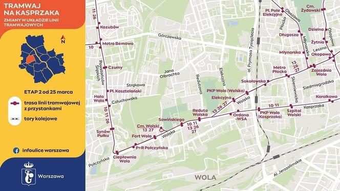 Zmiana rozkładu jazdy tramwajów na Woli od 25 marca 2024 r.