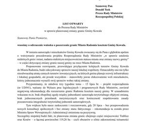 List otwarty wójta Wiesława Pachniewskiego do Prezesa Rady Ministrów