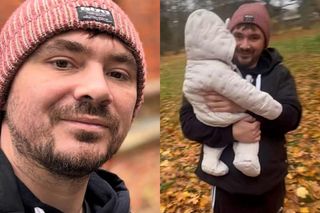 Co za przemiana! Daniel Martyniuk z żoną i dzieckiem na spacerze