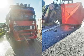Ciężarówka zmiażdżyła ciągnik koszący pobocze