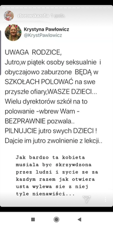 Odpowiedź Zborowskiej na post Pawłowicz
