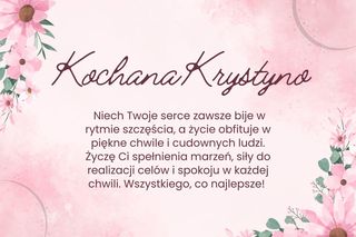Kartka z życzeniami na imieniny Krystyny