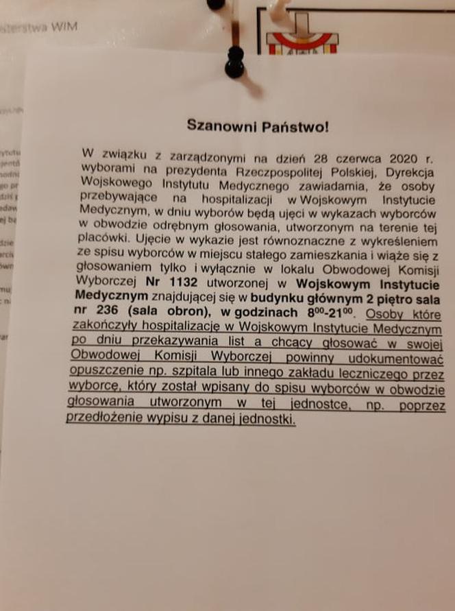 Głosowanie w szpitalu