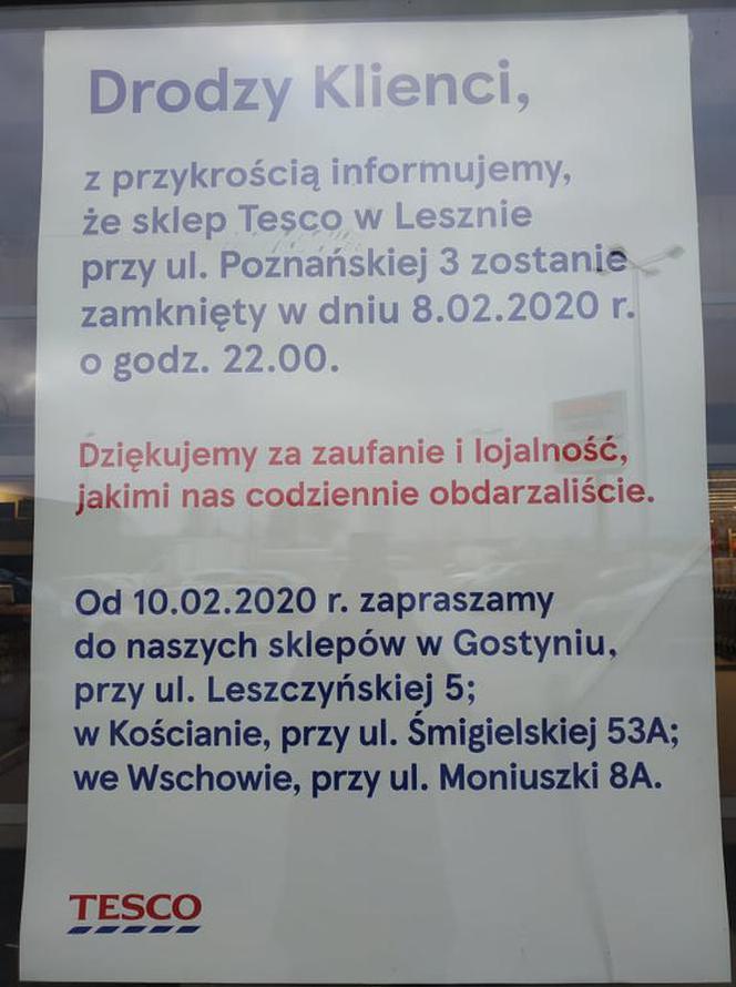 To koniec TESCO w Lesznie! Kiedy sklep zostanie zamknięty?