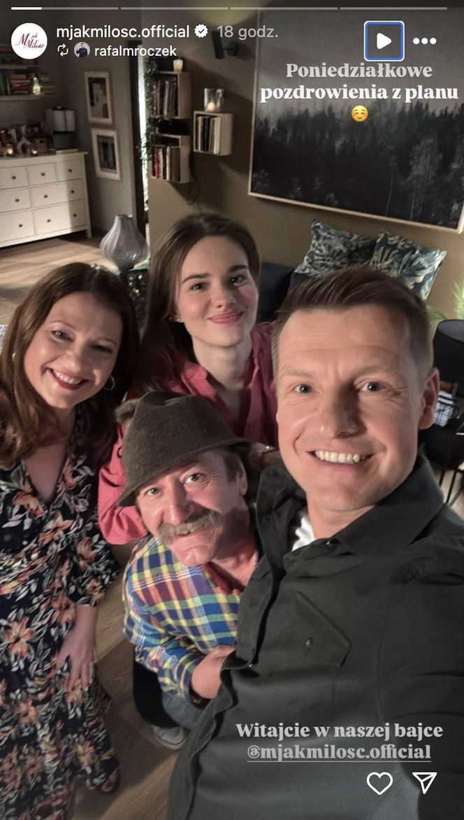 M jak miłość po wakacjach. stryj Jędrzej Gutowski (Piotr Majerczyk), Franka (Dominika Kachlik), Paweł (Rafał Mroczek), Haneczka (Elżbieta Firek)