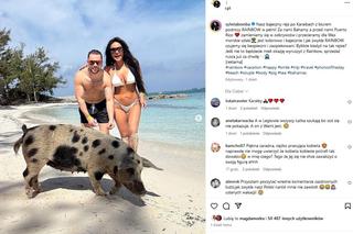 Sylwia Bomba i Grzegorz Collins pływają ze świnkami na wakacjach