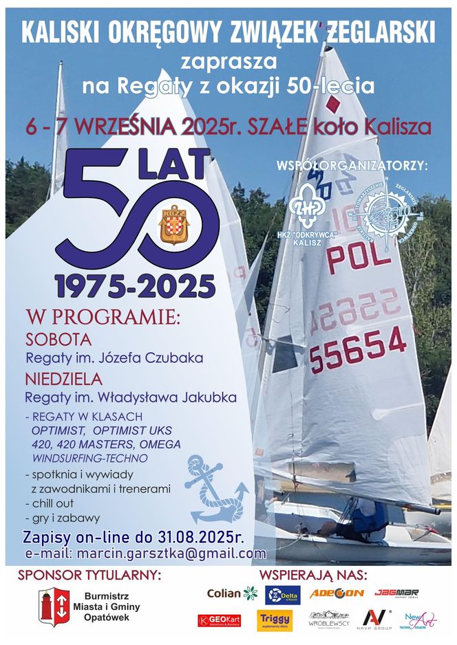 To będzie wielkie żeglarskie święto! Przed nami regaty z okazji 50-lecia istnienia Kaliskiego Okręgowego Związku Żeglarskiego