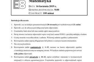 Egzamin ósmoklasisty 2019 - matematyka