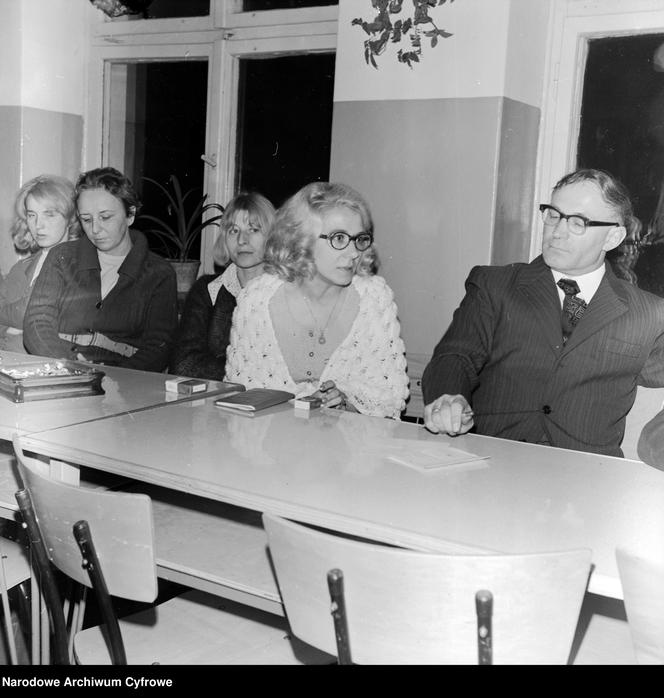 Spotkanie pedagogów z powiatu łapskiego z przedstawicielami władz; w szkole w Uhowie, 1973 rok