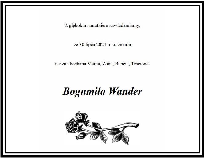 Bogumiła Wander, nekrolog