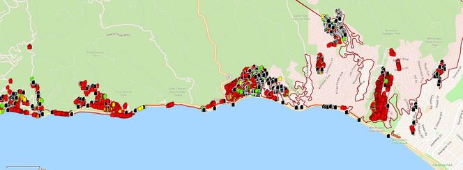 Przerażająca mapa pokazuje skalę zniszczeń w LA