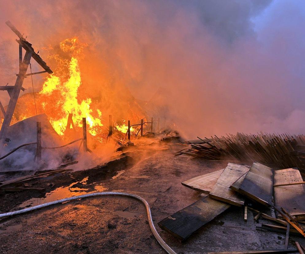 Nad ranem wybuchł pożar tartaku na Podkarpaciu. Z ogniem walczy kilkudziesięciu strażaków