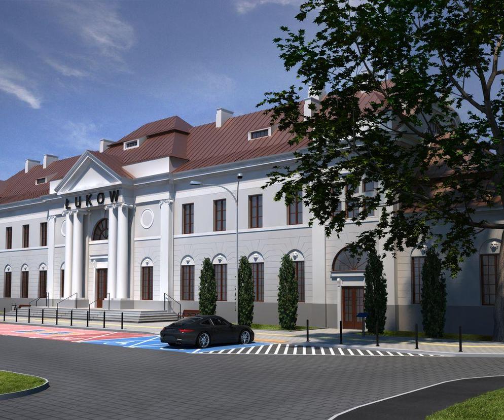 Wizualizacja nowego dworca kolejowego w Łukowie i sali widowiskowej ŁOK